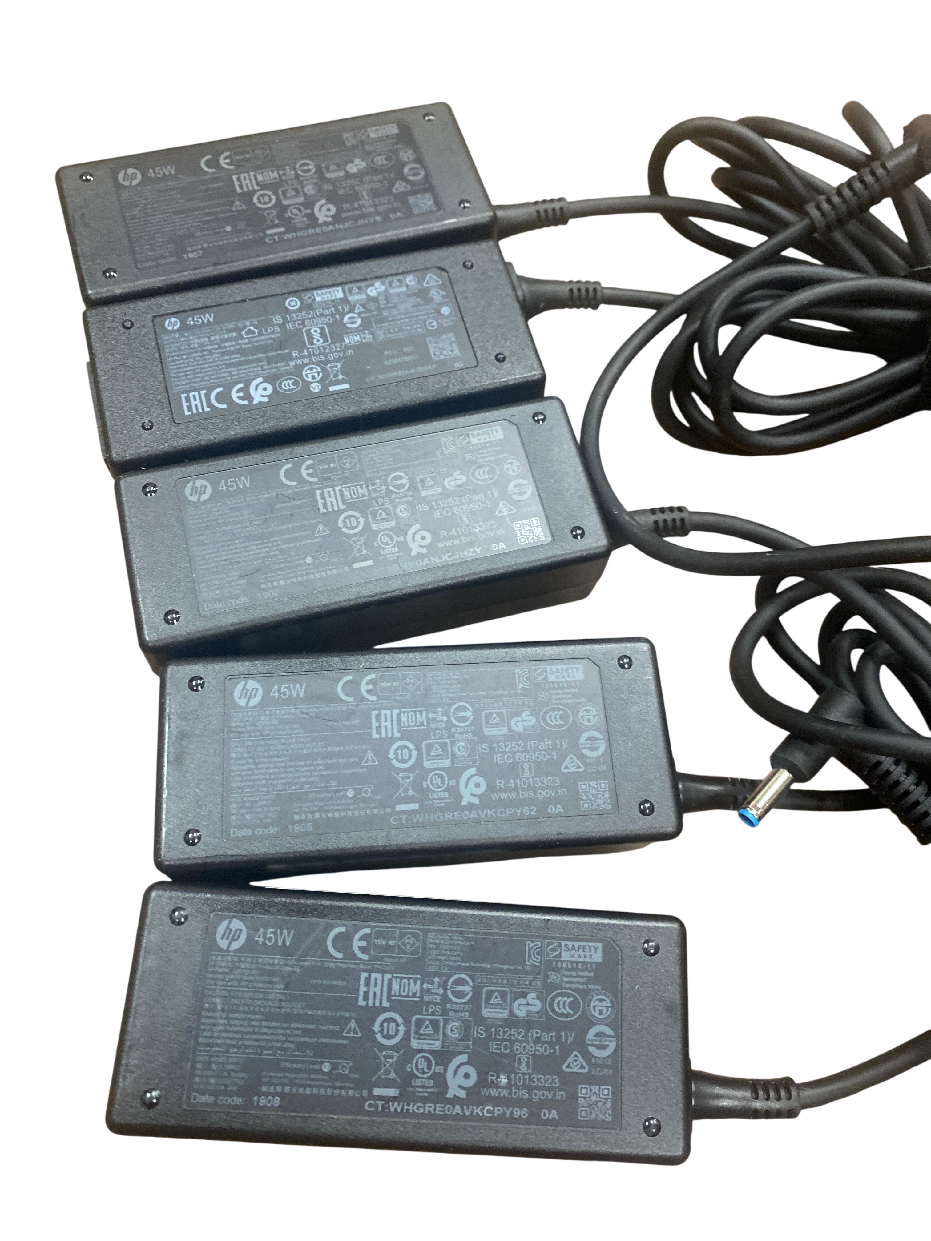 Lot of 5! HP 45W Blue Tip AC Adapters 19.5V 2.31a 90 Day Warranty!